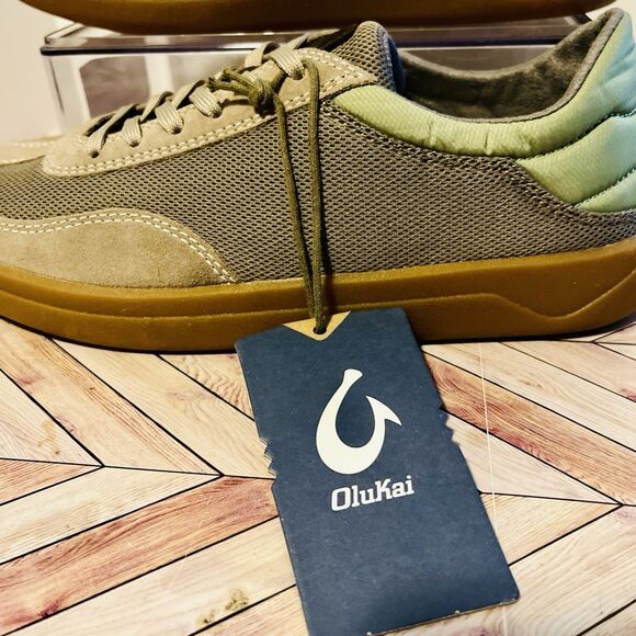 Olukai Punini Men’s 7 M Sneakers Clay Lemon Grass Mesh Suede Drop in Heel Tan - Picture 8 of 9